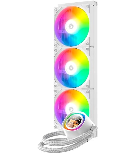 Система жидкостного охлаждения ID-Cooling FX360 LCD белый (Soc 1851/1700/1200/115X/AM5/AM4, 3x120мм fan, 2000rpm, 27.2 дБ, 350W, PWM 4-pin, Al+Cu)