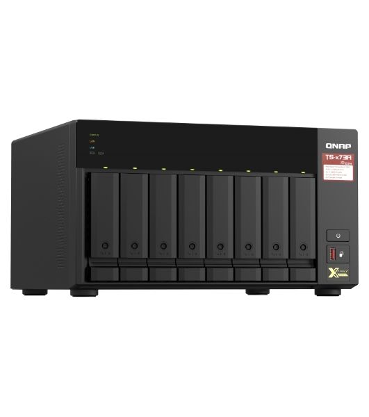 Сетевое хранилище без дисков SMB QNAP TS-873A-8G NAS, 8 trays 3,5"/2,5", 2x2,5 GbE BASE-T, 2 x M.2 NVMe 2280 slots, quad-core AMD Ryzen V1500B 2,2 GHz, 8 Gb SO-DIMM DDR4 (1 x 8 Gb) up to 64Gb (2x32 Gb)