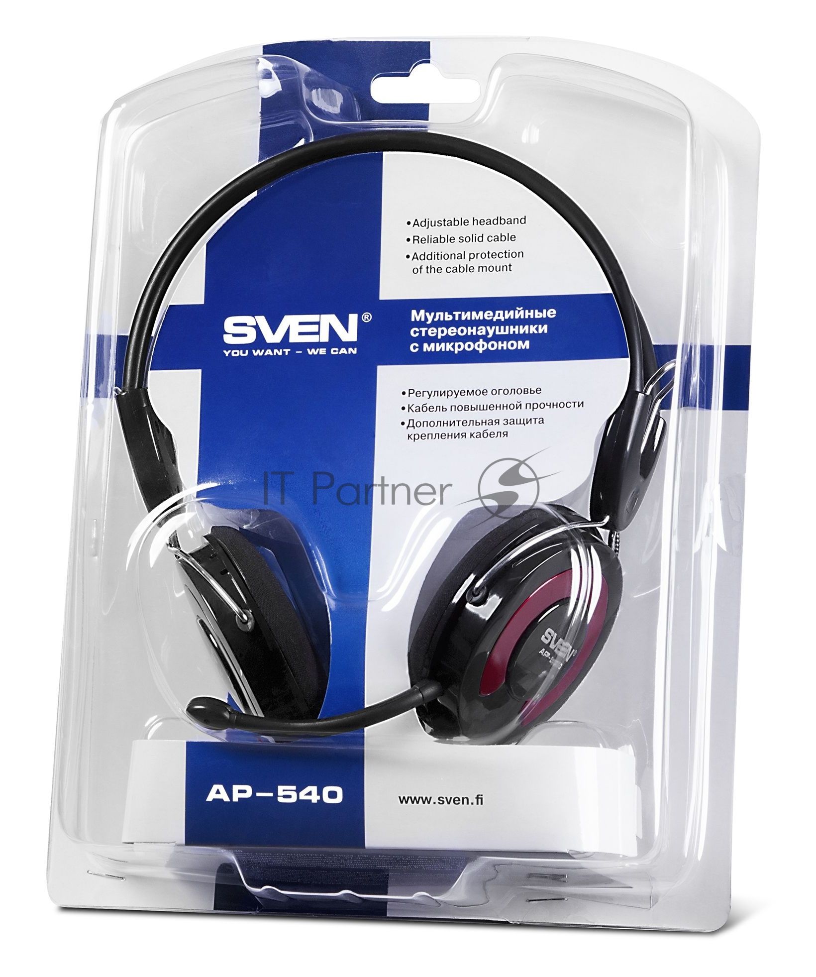 Гарнитура SVEN AP-540 с регулятором громкости черный/красный