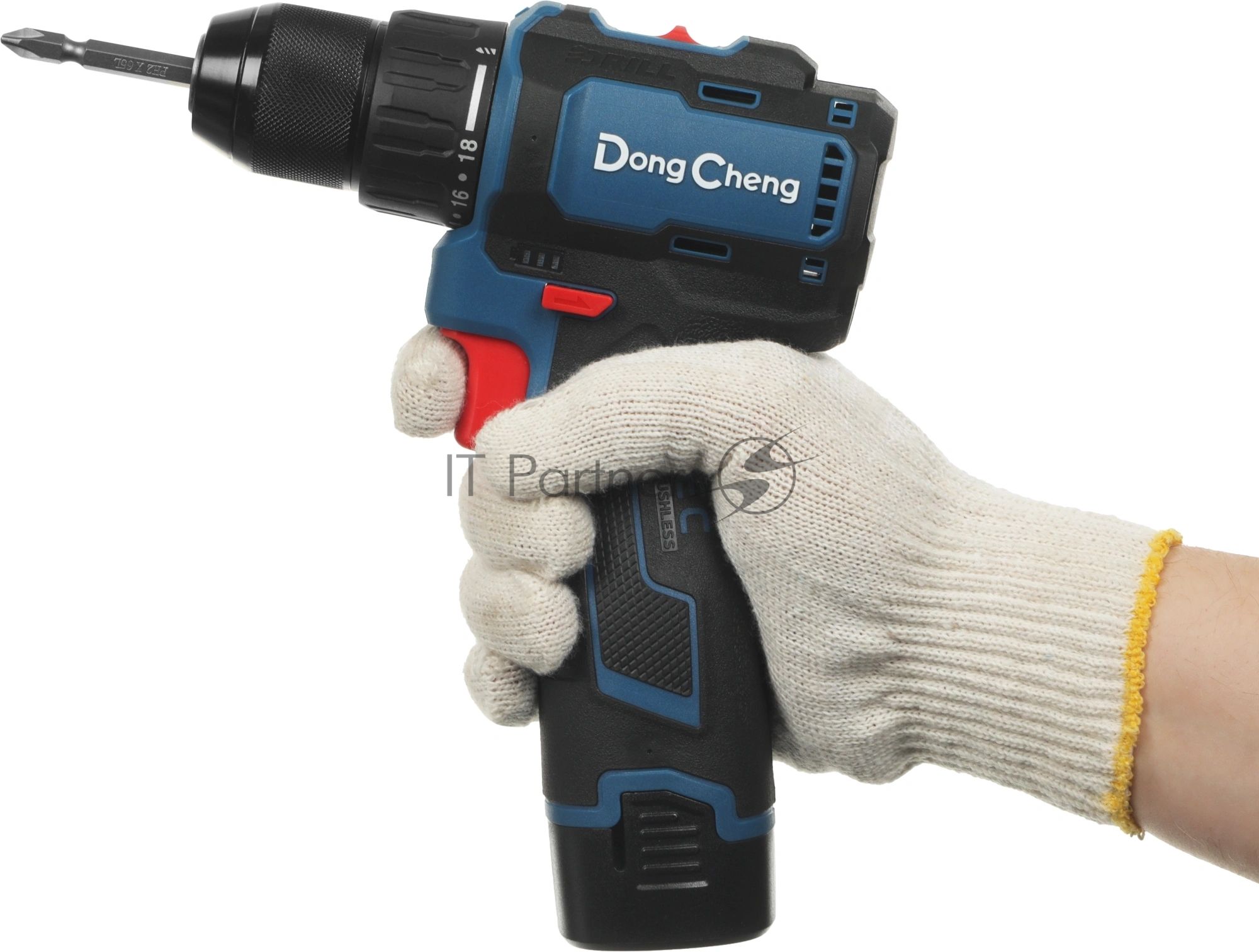 Дрель-шуруповерт DongCheng DCJZ1604, 16 В, 2 Ач, 40 Нм, бесщеточный
