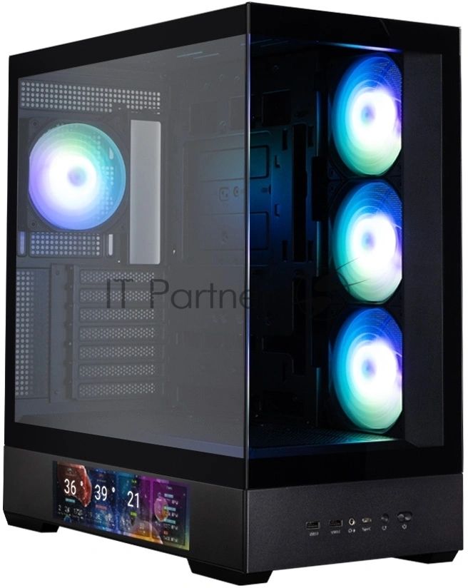 Компьютерный корпус ZALMAN P40 DS, ATX, черный, WINDOW, 9.1-inch LCD screen, 2xCombo(2.5” or 3.5”), 1x2.5”, 1xUSB TYPE-C, 2xUSB 3.0, SIDE 3x120мм ARGb, REAR 1x120мм ARGb