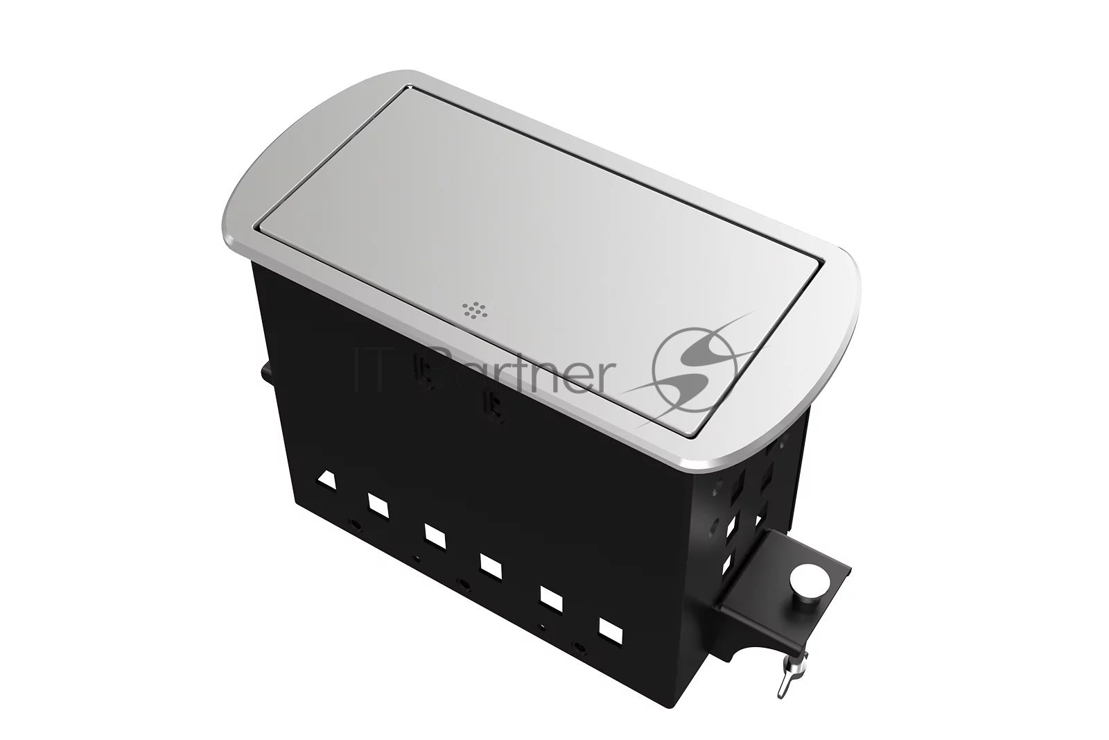 Прямоугольный металлический корпус Wize Pro WRTS-M-6CBOX-S серия M, для модульной системы врезного лючка в стол с убирающейся крышкой для установки до 6 модулей-вставок серии М, серебристый