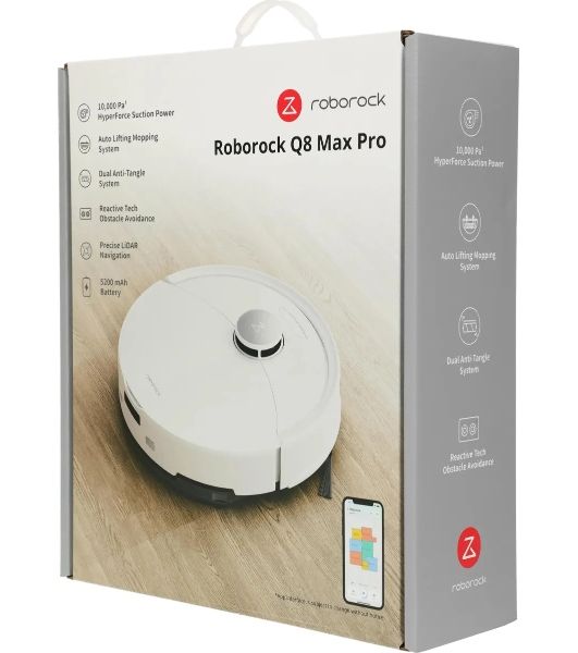Робот-пылесос Roborock Q8 max Pro белый, 5200 мAч Li-Ion, уборка влажная/сухая, пылесборник контейнер 0.5 л