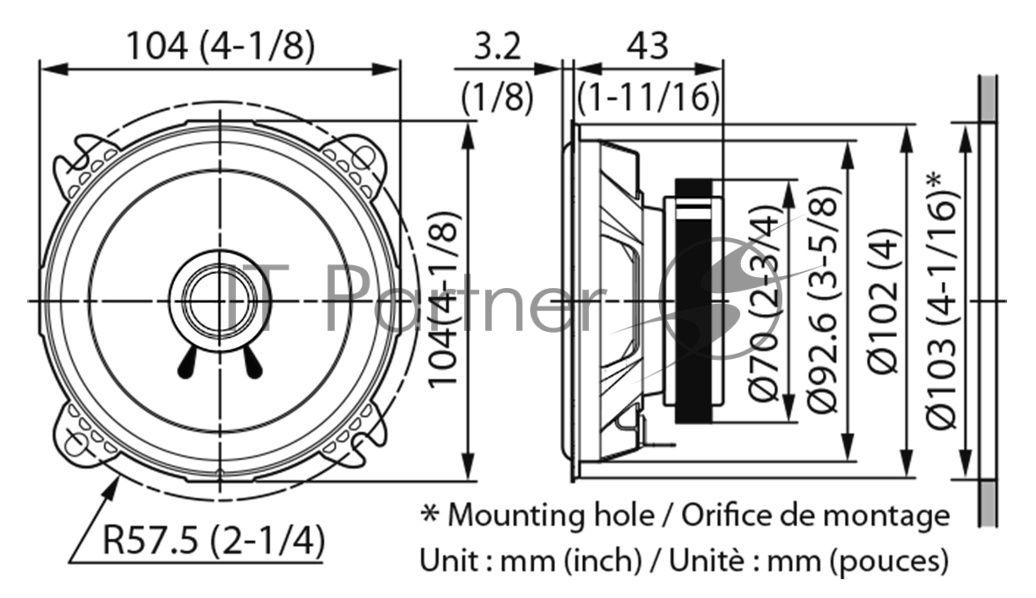 Колонки автомобильные Kenwood KFC-S1056 4Ом 10 см (4 дюйм) (ком.: 2 кол.) широкополосные однополосные