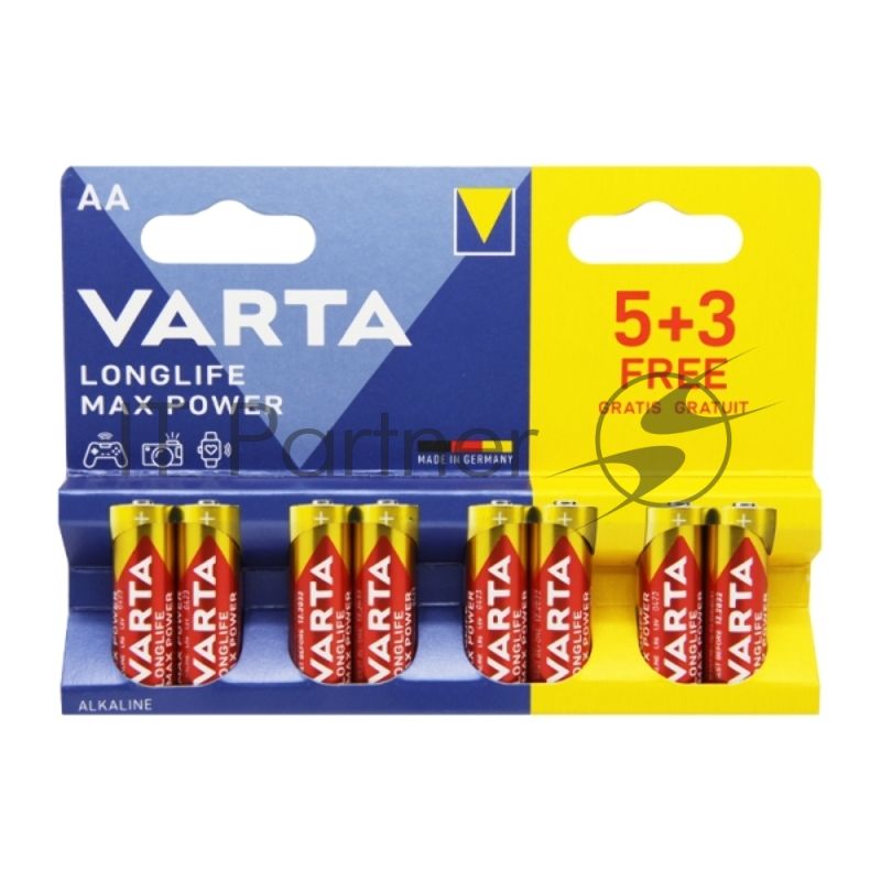 Батарея Varta LongLife Max Power Alkaline LR6 BL5+3 AA (8шт) блистер
