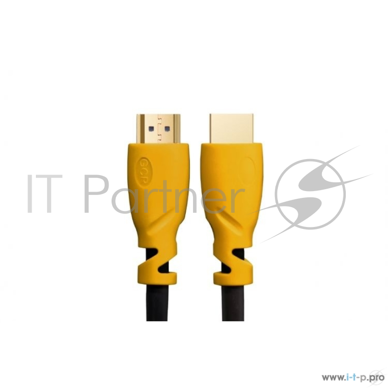 Кабель Greenconnect5.0m HDMI версия 1.4,черный, желтые коннекторы, OD7.3mm, 30/30 AWG, позолоченные контакты, Ethernet 10.2 Гбит/с, 3D, 4K, экран