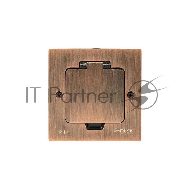 MultiDesk Лючок с розеткой 2К+З, 16А/250В, IP44 с монтажной коробкой для стены, фальшпола, стола Медь, тип MDK21 | MDK21102CA | SE