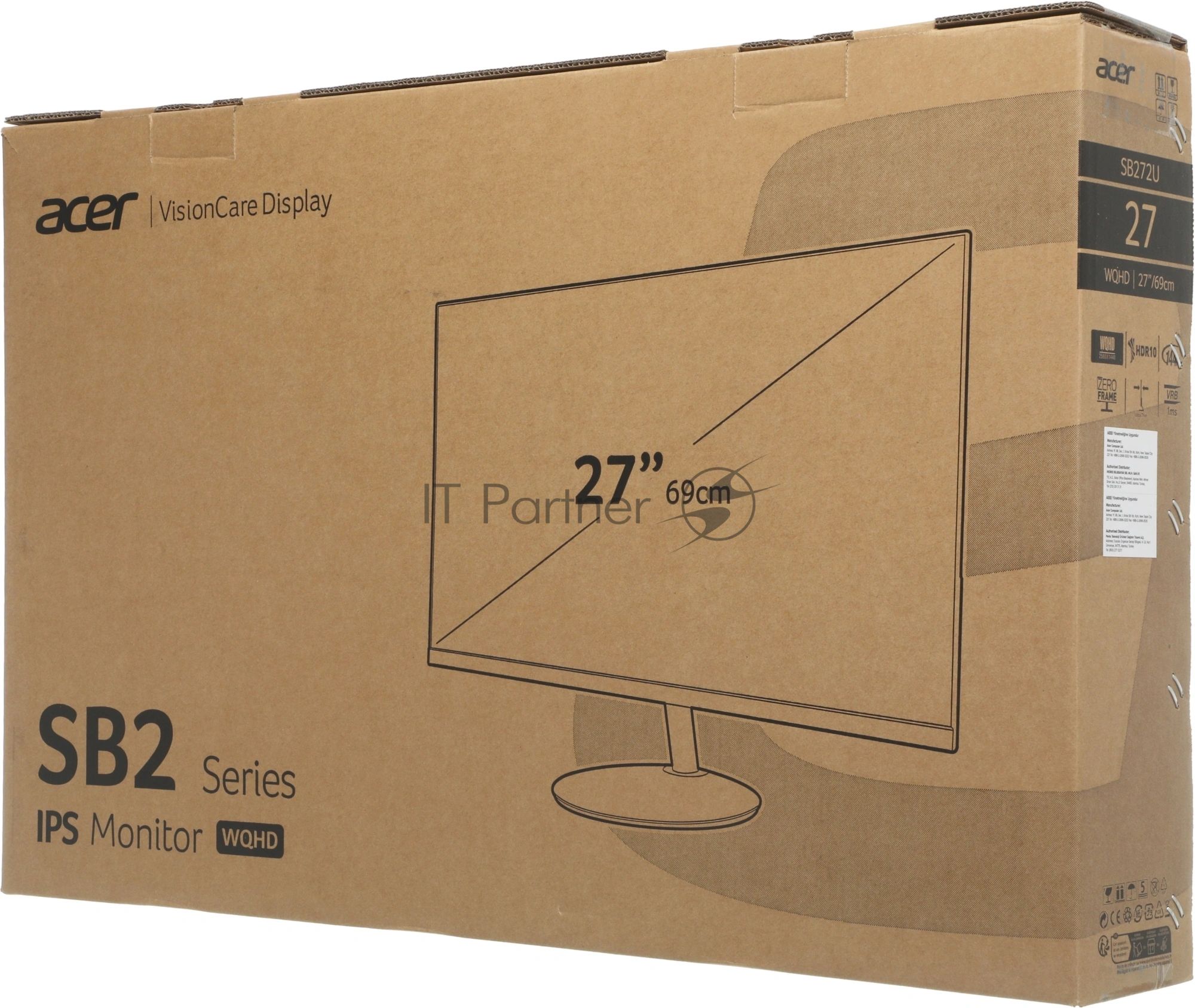 Монитор 27" ACER Vero SB272UP1bmipx Black (IPS, 2560x1440, 144Hz, 4 ms, 178°/178°, 250 cd/m, 1500:1, +xHDMI 2.0, +DisplayPort, +MM 2х1W, ExPSU)