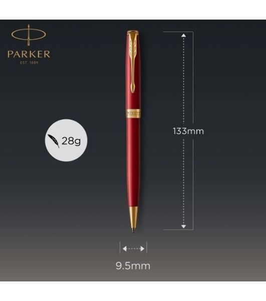Ручка шариковая Parker Sonnet Core K539 (CW1931476) LaqRed GT M, черные чернила, подарочная коробка