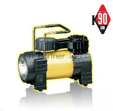Автокомпрессор КАЧОК К90LED (Допустимое напряжение: 10-13,5 В Максимальный ток потребления: 14 А Максимальное давление: 10 Атм. (кг/см2) Время непрерывной работы: 20 мин.Производительность: 35 л/мин. Рабочая температура: -35°С +80°С Масса: 2,2 кг Яркий св
