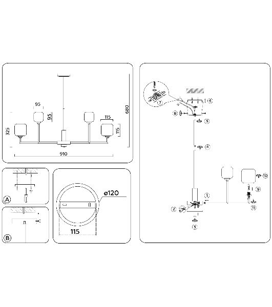 Люстра Ambrella light LH53005/12 SN/FR сатин никель/белый матовый G9*12 max 40W D910*680