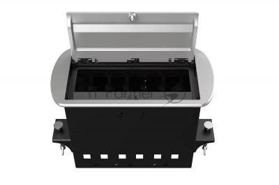 Прямоугольный металлический корпус Wize Pro WRTS-M-6CBOX-S серия M, для модульной системы врезного лючка в стол с убирающейся крышкой для установки до 6 модулей-вставок серии М, серебристый