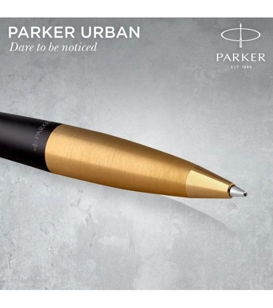 Ручка шариковая Parker Urban Core K314 (CW2143640) Muted Black GT M, синие чернила, подарочная коробка