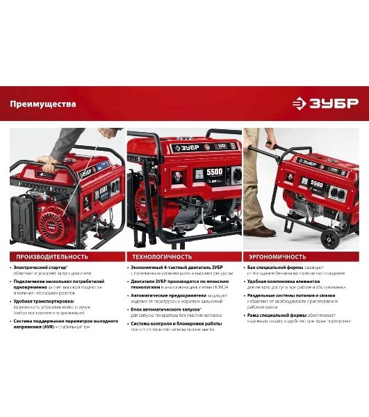 Электрогенератор бензиновый Зубр СБ-7000Е-3, 7 кВт, 73 дБ, 81 кг