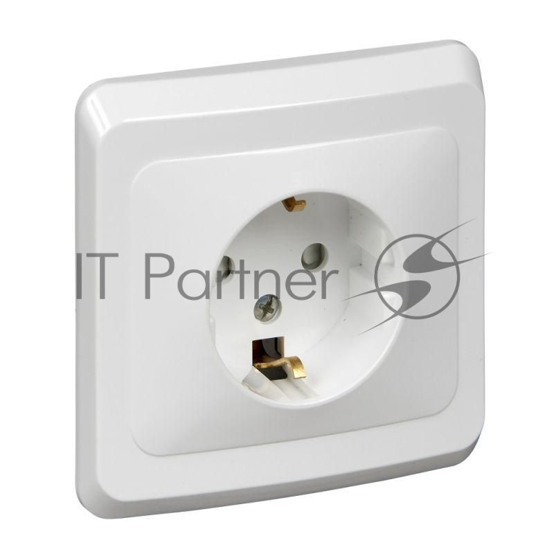 Розетка 1-м СП Этюд 16А защ. шторки с заземл. бел. SchE PC16-004B