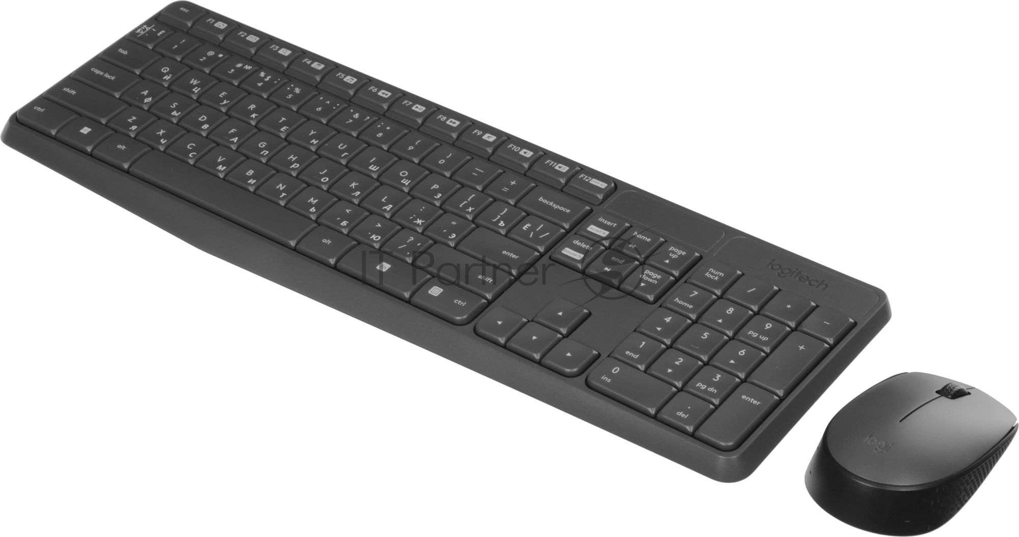 Комплект клавиатура+мышь Logitech MK235 беспроводной, USB, 1000 DPI, серый ( неоригинальная гравировка)