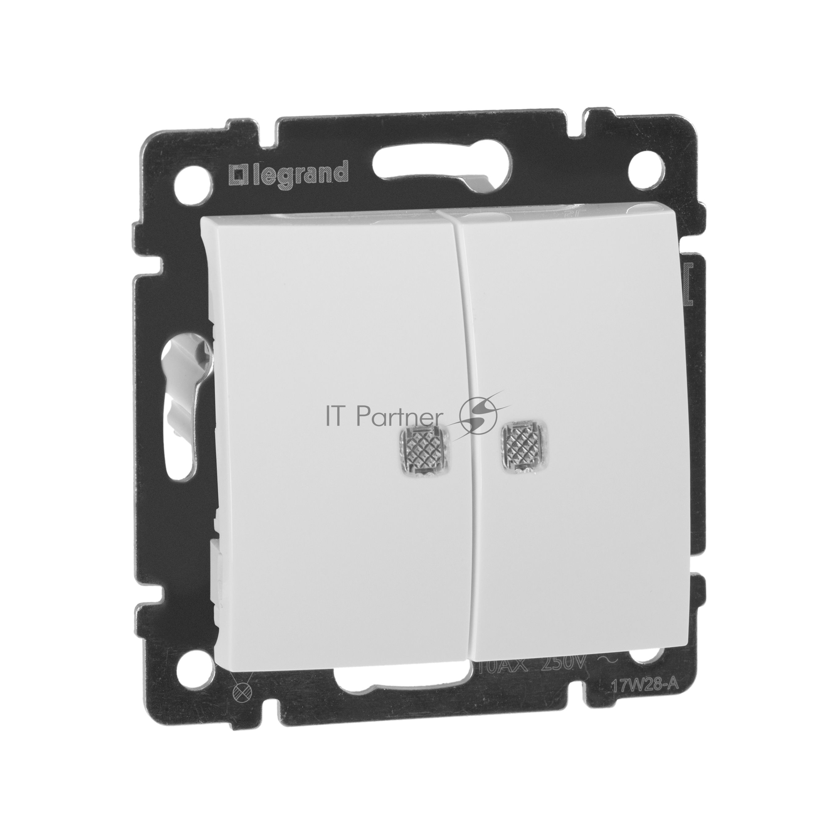 Электроустановочные изделия Legrand Legrand 774428 Выключатель  Valena 10А двухклавишный с подсветкой (белый)
