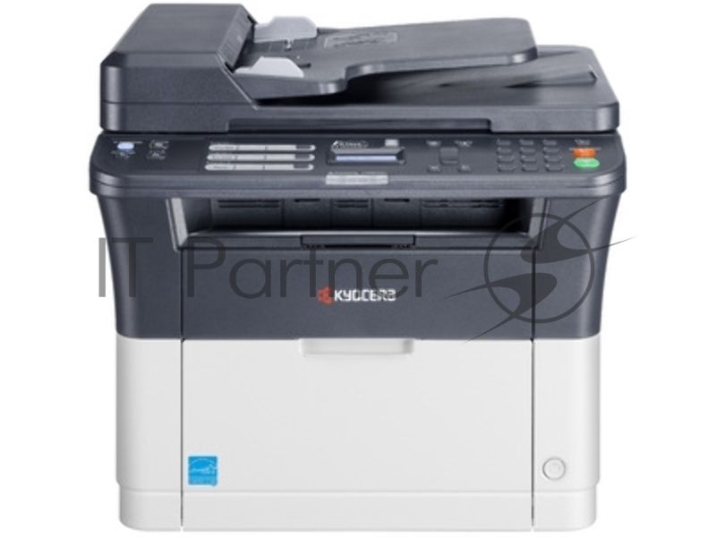 МФУ лазерное Kyocera Ecosys FS-1025MFP (1102M63RU0/1102M63RUV/1102M63RU2/1102M63NX2/1102M63DZ2), A4, ч/б, печ. до 25 стр/мин., скан. до 18 стр/мин. (ч/б) 6 стр/мин. (цвет), 600 x 1800 dpi (печать) 600x600dpi (скан), USB, RJ-45