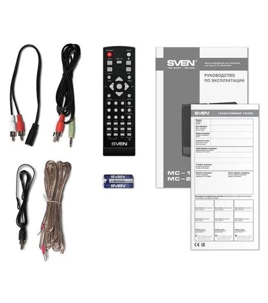 Акустическая система 2.0 SVEN MC-10, чёрный, мощность 2x25Вт (RMS), FM-тюнер, USB/microSD, дисплей, пульт ДУ, Bluetooth SVEN MC-10, чёрный, акустическая система 2.0, мощность 2x25Вт (RMS), FM-тюнер, USB/microSD, дисплей, пульт ДУ, Bluetooth