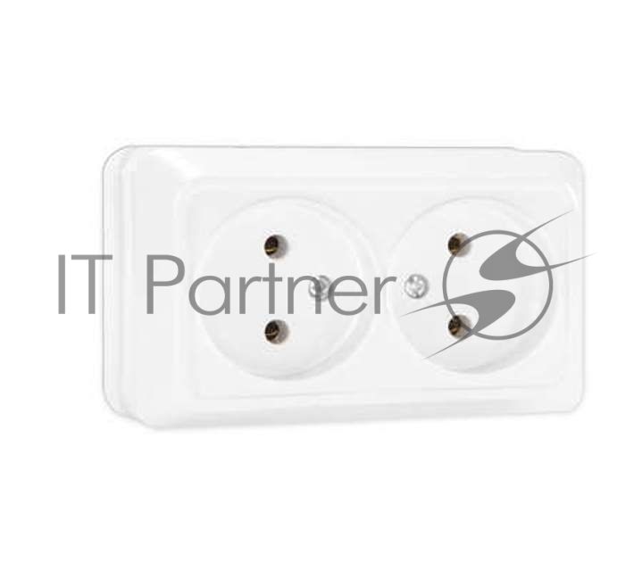 Розетка 2-м ОП Олимп 16А IP20 белый Universal О0102