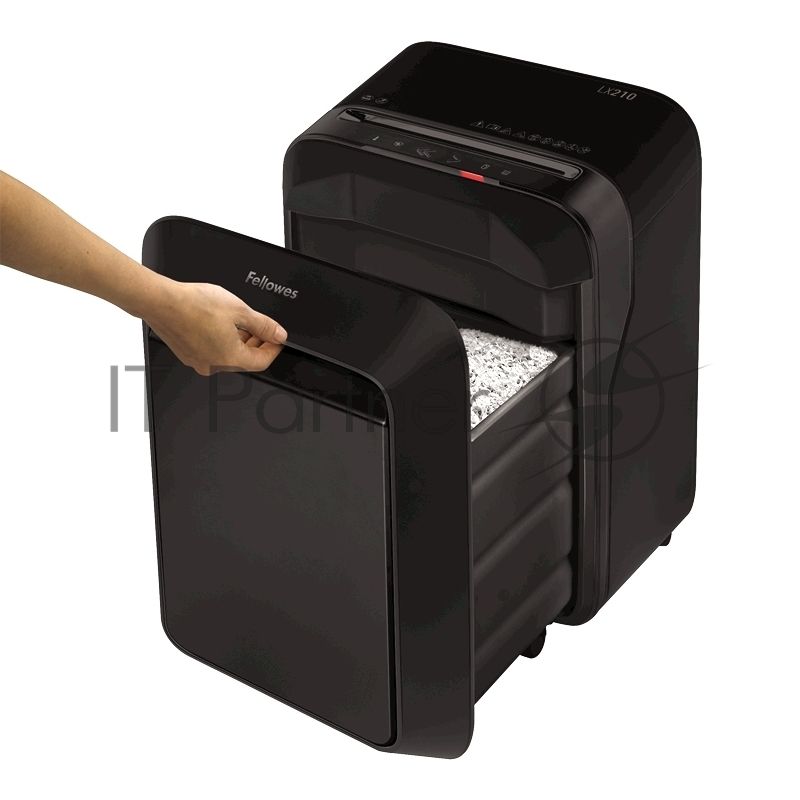Шредер Fellowes PowerShred LX210 черный (секр.P-4) перекрестный 16лист. 23лтр. скрепки скобы пл.карты