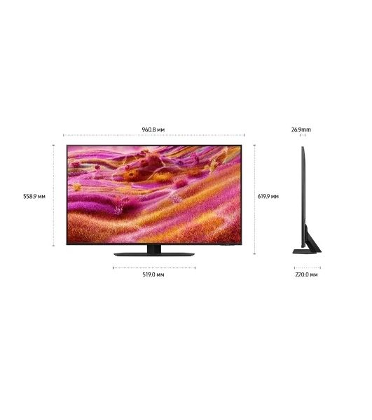 Телевизор Samsung QE43QN90FAUXRU, 43", черный, Mini LED, 4K Ultra HD, 3840x2160, 120Hz, Tizen