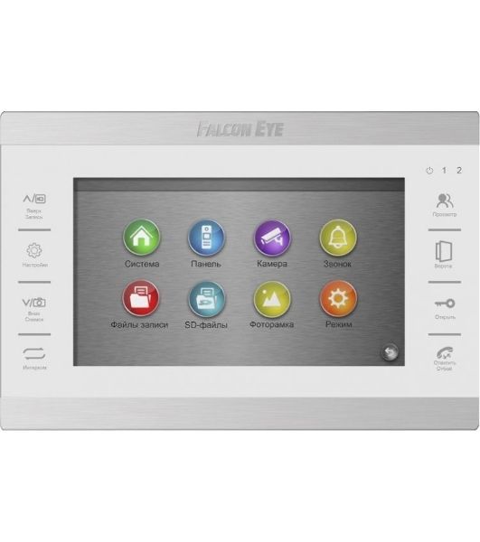 Видеодомофон Falcon Eye FE-70 ATLAS HD белый HD : дисплей 7" TFT; сенсорные кнопки; подключение до 2-х вызывных панелей и до 2-х видеокамер; адресный интерком; графическое меню; запись фото и видео