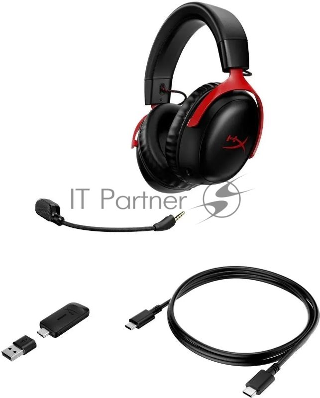 Гарнитура HyperX Cloud III чёрный-красный, беспроводная, радиоканал