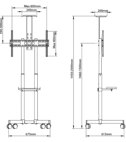 Подставка для телевизора Arm Media PT-STAND-8 черный 32"-80" макс.50кг напольный фиксированный