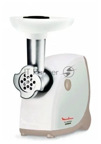 Мясорубка электрическая Moulinex ME476132 белый/бежевый, 2000 Вт, 2.3 кг/мин, защита от перегрузки, насадки - 9