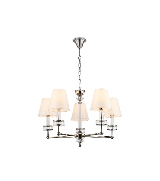Люстра Ambrella light LH71001/5 BN/WH никель/белый E14*5 max 40W D670*1130
