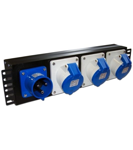 Блок розеток 19" однофазный, 1х3 IEC309, 32A 250V