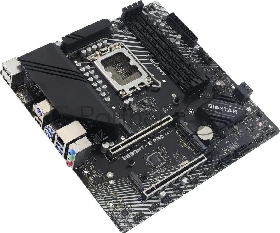 Материнская плата Biostar B860MT-E PRO, LGA1851, Intel B860, 4xDDR5, 4xSATA 6Gb/s, 3xM.2, 1xPCIe 5.0 x16, 1xPCIe 4.0 x16, 1xHDMI, 2xDisplayPort, 1x2.5Gb LAN, 4xUSB 3.2 Gen2, 2xUSB 2.0, 3x3.5 мм, 7.1, microATX