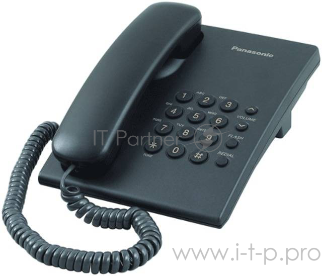 Телефон проводной Panasonic KX-TS2350RUB черный повтор номера, регул-ка громкости, кр.на стену