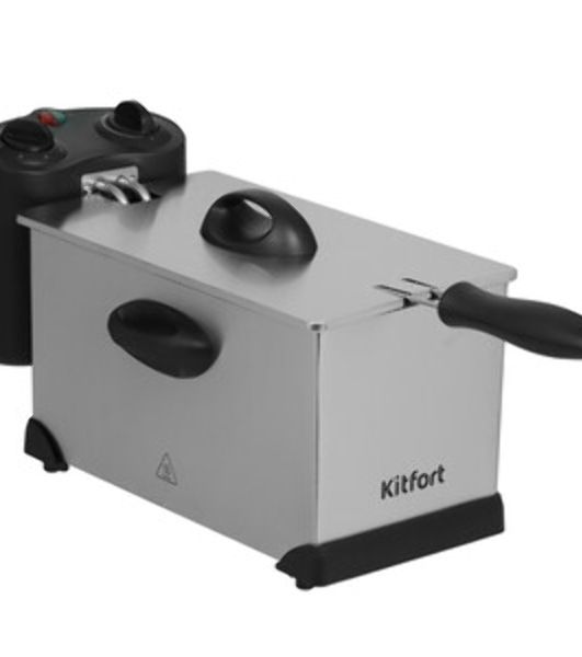 Фритюрница Kitfort KT-4052 серебристый/чёрный, 2000 Вт, 3 л, 0.5 кг, съёмная чаша