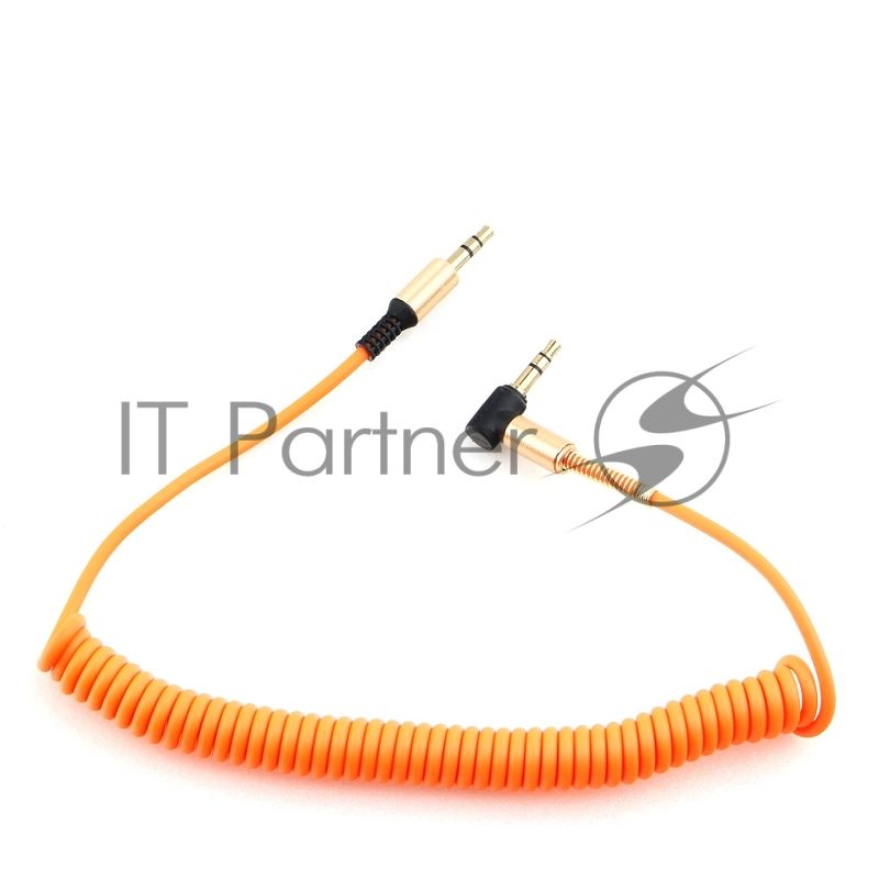 Кабель Cablexpert аудио 90˚ спиральный CCAB-02-35MMLC-1.8MO. 3.5 Jack (M)/3.5 Jack (M), оранжевый, 1.8м, блистер