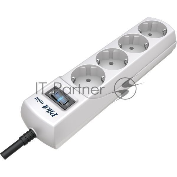 Сетевой фильтр Pilot mini 7 м, 4 розетки, белый, коробка
