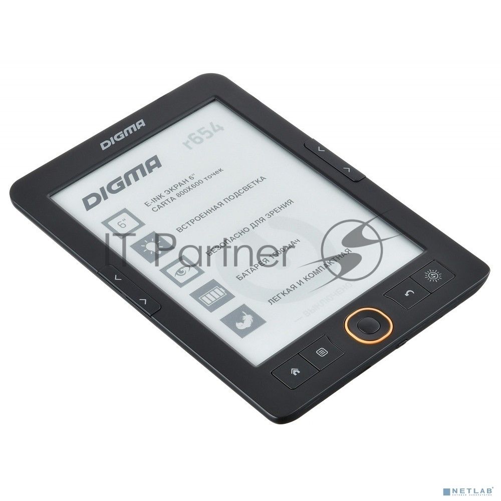 Электронная книга Digma R654 6" E-Ink Carta 800x600 600MHz/4Gb/microSDHC/frontlight графит