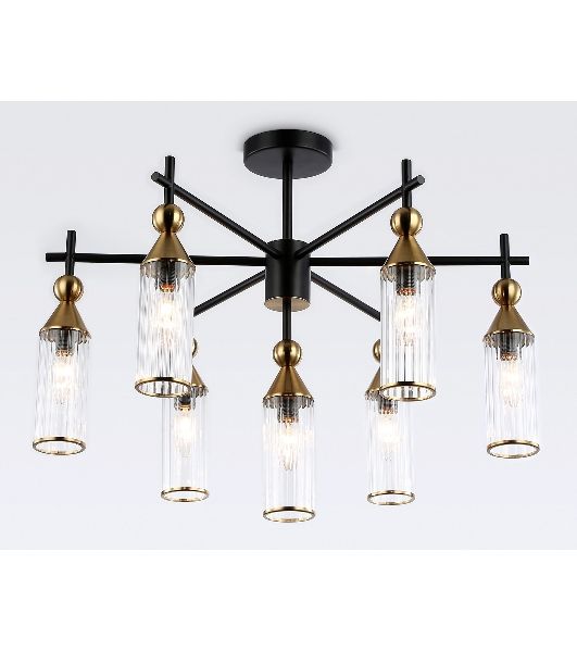 Люстра Ambrella light LH55257/7 BK/BS/CL черный/латунь/прозрачный E14*7 max 40W D640*520