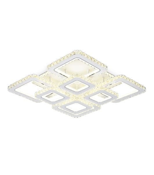 Управляемый светодиодный светильник Ambrella light FA1737/4+4 WH/CH белый/хром 215W 3000K/4200K/6400K 720*720*120 (ПДУ РАДИО 2.4G)