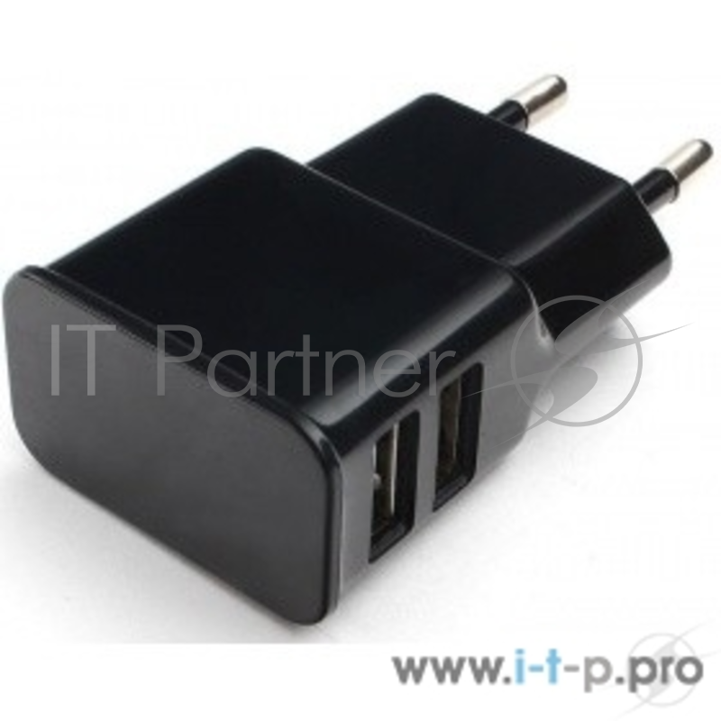 Сетевое зарядное устройство Cablexpert MP3A-PC-12 100/220V - 5V USB 2 порта, 2.1A, черный