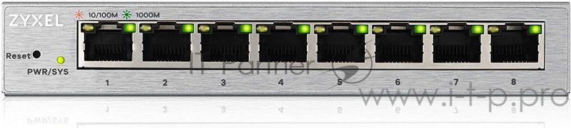 Коммутатор ZyXEL GS1200-8 Smart 8-port GbE Web Managed Switch, 60W, VLAN, IGMP, QoS, Link Aggregation