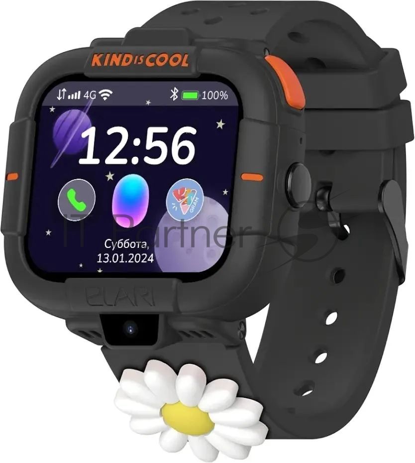 Детские умные часы Elari KidPhone Маша и Медведь, 1.76" IPS, 4G, Wi-Fi, Bluetooth 4.2, IP67, черный