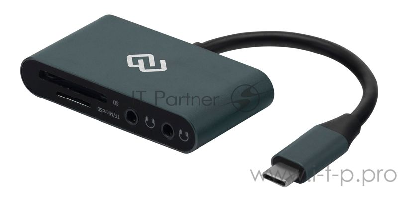 Кард-ридер Digma CR-СA2512-G/темно-серый/SD/TF/micro-SD/USB Type-C/алюминий