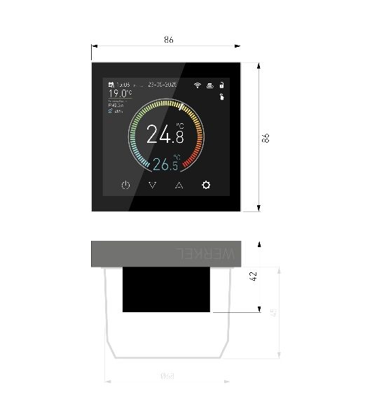 Умный сенсорный терморегулятор с LCD дисплеем (черный) W1851108