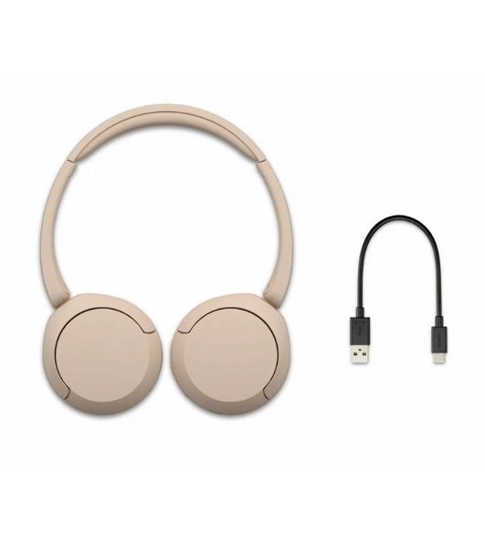 Беспроводные наушники Sony WH-CH520 бежевый, накладные, Bluetooth, быстрая зарядка, до 50 ч