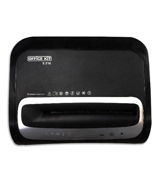 Шредер Office Kit S218 (1,9x13) черный (секр.P-5)/фрагменты/22лист./30лтр./скрепки/скобы/пл.карты/CD