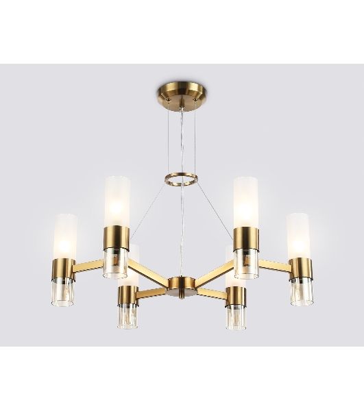 Люстра Ambrella light LH55114/6 BS/FR/TI латунь/белый матовый/янтарь E14*6 max 40W D650*1080
