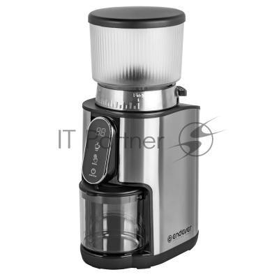 Кофемолка Endever COSTA-1067, 160 Вт, цвет стальной/черный, тип: жерновая, объем контейнера для кофе 250 г,32 степени помола