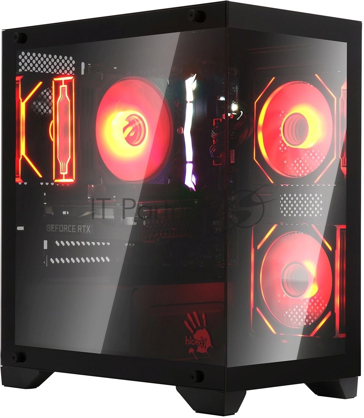 Компьютерный корпус Bloody BD-CC103 черный без БП mATX 7x120мм 1xUSB 2.0 1xUSB 3.0 audio bott PSU